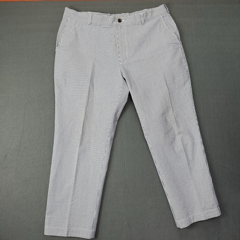 BROOKS BROTHERS Clark Seersucker Blue Striped Pants 42 x 30 Cotton (fit 40x28.5)